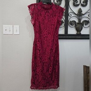 California Vintage Elegant Lace Valentines Midi Dress